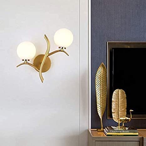 Image of WOKE Premium Tree Design Wall Light | Gold Finish Metal & Frosted Glass Decorative Wall Lamp for Bedroom, Living Room, Hall, Hotel, Restaurant & Luxury Home Decor | E27 Holder