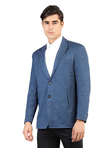 Image of CHKOKKO Men Checked Winter Wear Regular Fit Coat Blue