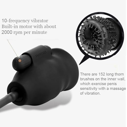 Guspiun Manuelle Vakuumpumpe für Männer Eichel Vibration Masturbator mit 10 Vibrationsmodi Penis-Stimulator Erotik Training Sexspielzeug für Penisverlängerung Erektion Impotenzhilfe – Bild 5