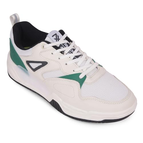 Image of Liberty LEAP7X LORDSTEP-E Casual Shoes for Men - White & Light Grey Lace-Up Sneakers | Memory Foam Cushioned Insole, Lightweight Sneakers for Office, College, Smart-Casual & Everyday Use