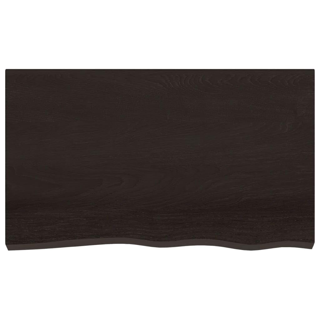 Estante de pared de roble macizo de 100 x 60 cm, color marrón oscuro, con borde natural, soporta hasta 48 kg, rústico, para salón, cocina o baño