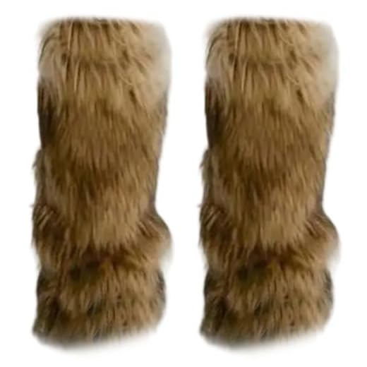 Calentadores de piernas marrones de pelo sintético (1 par). Calentadores de piernas marrones de pelo sintético de 25 cm (10 pulgadas) suaves y acogedores. Cubrebotas de piel sintética a la moda