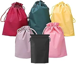 6 Pcs Travel Storage Waterproof Drawstring Bags, Storage Sack for Gym Sport Swim, Reusable Saving Space Plastic Drawstring Seal Clothes Shoe Storage Bags Waterproof Luggage Pouch Wardrobe Storage Bags