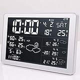 QHYXT Reloj Despertador con estación meteorológica inalámbrica WiFi, Temperatura meteorológica inalámbrica/Humedad/Visibilidad/indicador de Viento Regalos electrónicos Reloj de Mesa