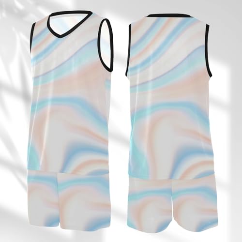 Ensemble short de basket-ball en jersey à rayures floues - 3
