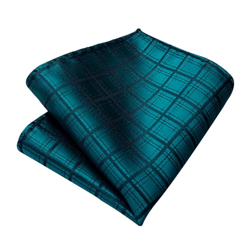 Image of DiBanGu Mens Silk Plaid Tie and Pocket Square Set | Elegant Silk Formal Tie Set, Woven Check Necktie and Cufflinks Tie Clip Set, Perfect for Wedding Party, Comes in Gift Box