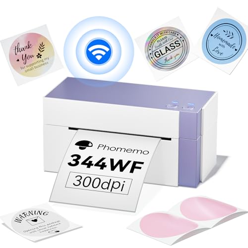 Image of Phomemo 344WF Shipping Label Printer, [Upgraded] WiFi 300DPI Thermal Labels Printer for Shipping Packages, 4x6 Label Printers Compatible with iOS, Android and PC Etsy Ebay USPS, IF Design Award 2024