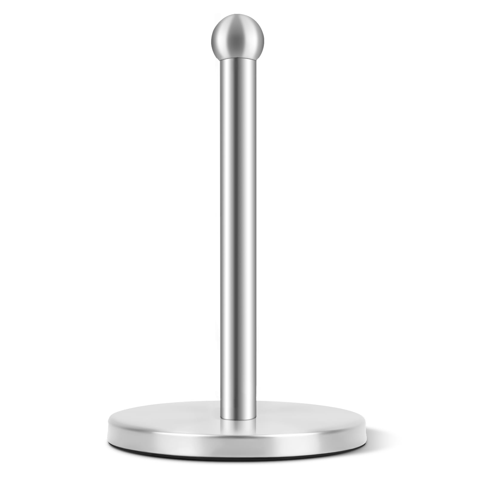 Paper Towel Holder, Kitchen Paper Towels Holder Stand, Stainless Steel Paper Towel Holder -Weighted Base, Non-Slip Protect The countertop - Silver