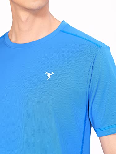 Image of TECHNOSPORT Men's Slim Fit Polyester Activewear Sports T-Shirt with Moisture-Wicking Comfort for Workout, Running & Gym