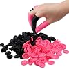 200 Pcs Disposable Silicone Finger Cots and Protectors, 100 Pink & 100 Black, Non-Allergenic Finger Gloves for Manicure, Beauty, Massage and Industrial Use
