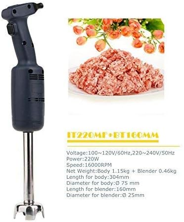 Miniatura 2 de Li Bai Batidora de inmersión comercial eléctrica de mano con eje desmontable de 10 pulgadas de potencia de 500 W, capacidad de 15 galones de acero