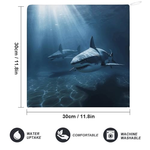 Essuie-mains microfibre absorbant Lot de 4 serviettes douces et légères cuisine requin - 3