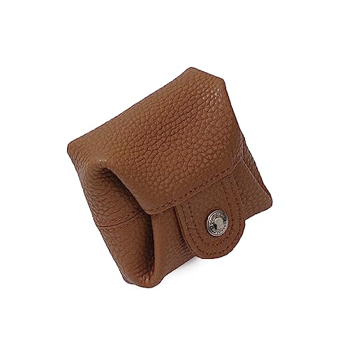 Image of Cockatoo Genuine Leather Coin Pouch Change Holder, Mini Snap Pocket Wallet for Men Women (Brown, Set of L&S)