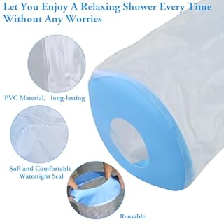 EASYKEENECOM Protection de plâtre imperméable bleue pour genoux, protection en plâtre étanche, protection des jambes lors du bain, réutilisable, bandage de protection de douche, pied pour jambe