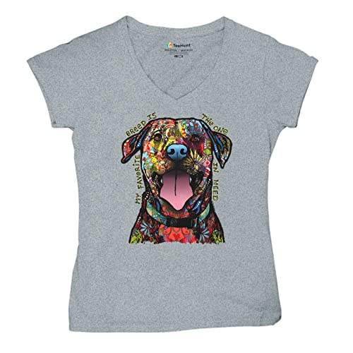 My Favorite Breed is The One in Need Women's V-Neck T-Shirt Dean Russo Dog Tee Gray XX-Large