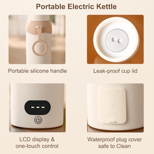 YOIDOO Travel Electric Kettle Small 304 Stainless Steel Portable Kettle with Automatic Shut Off & 6 Temperature Control for Coffee/Tea/Milk, 450mL Mini Hot Water Boiler - Thumbnail 5