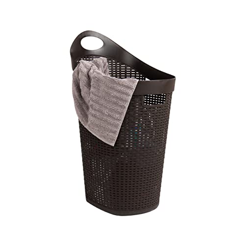 Mind Reader Rolling Laundry Basket, Wheeled Ventilated Hamper With Cutout Handles, Lightweight Washing Bin, Dirty Clothes Storage, Plastic, 60 L Capacity, Brown #TOP19