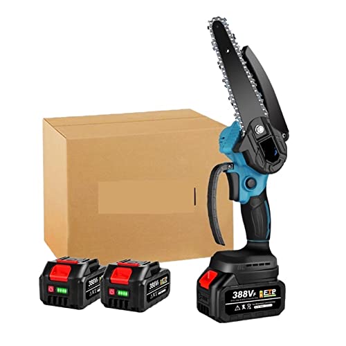 Mini motosierra, Sierra eléctrica sin escobillas de 3000W y 6 pulgadas, motosierra eléctrica recargable, herramienta de carpintería con batería for batería de 18V para ramas de árboles, patio, hogar y