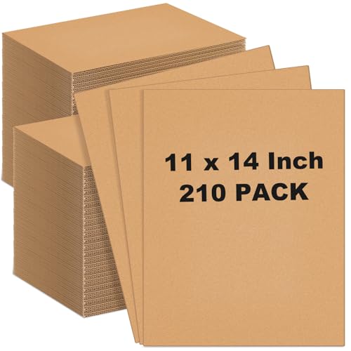 Image of Henoyso 210 Pack 11 x 14 Inch Corrugated Cardboard Sheets Flat Cardboard Sheets Packaging Inserts Flat Square Inserts Squares Separators for Shipping Packing Mailing Crafts(Brown)