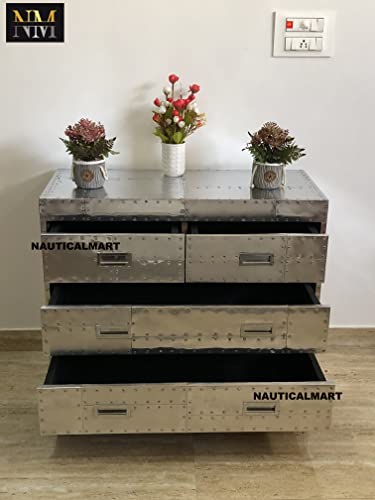 Nautical-Mart Aviator Spitfire 4 Drawer Chest Aluminum Mid Century Modern Classic Home Furniture End Table (42 Inches) #TOP1