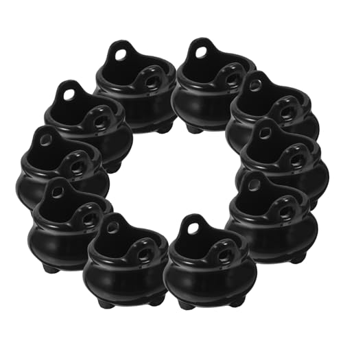BESTonZON 10stücke Mini Cauldron Töpfe Für Halloween-dekoration Schwarze Plastik-kessel Für Puppenhaus Vielseitige Miniatur-zauberer-töpfe Für Partys Und -projekte