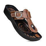 Aerosoft Freedom Arch Supportive Adjustable Buckle Strap Slides for Women (US 8, Freedom Tan)