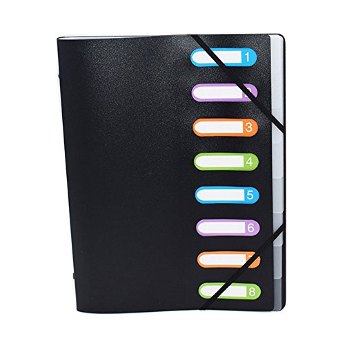 ANTIMAX 8 Pockets Expanding File Folders Accordion File Organizer with Elastic Cord Closure Folder Organizer for Office School, A4 Letter Paper Size