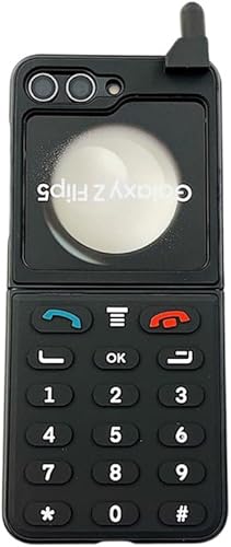 Miniatura 6 de Funda para Galaxy Z Flip 5 para niñas con diseño 3D de policarbonato duro, diseño retro divertido para Samsung Z Flip 5, estilo de teléfono negro,