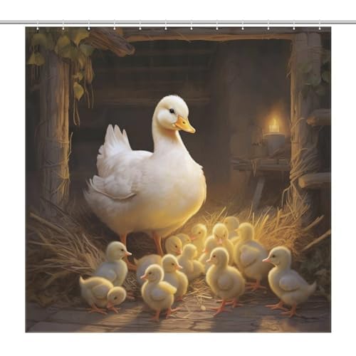 Rideau de douche canard en polyester lavable 183x183 cm