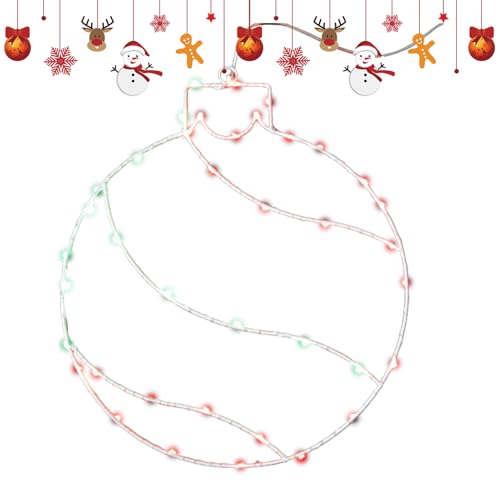 Genérico Bola navideña de hierro forjado – Luz LED para ventana | Cadena de luces con batería de 39 LED de 11,81 pulgadas | Diseño decorativo de para interiores y exteriores, hogar, aula, fiest