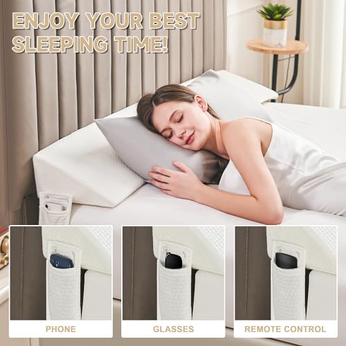 Image of IFNOW King Size(76 inchx6 inchx10 inch) Bed Wedge Pillow for Headboard, Mattress Gap Filler(0-8 inch), Bed Wedge for Gap Between Your Headboard and Mattress White