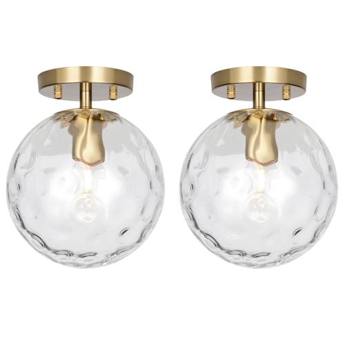 ALICE HOUSE 2 Pack 8-inch Modern Flush Mount Light, Hammered