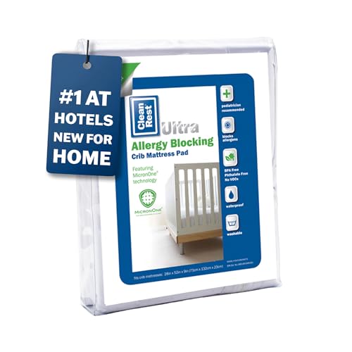 CleanRest Ultra Quilted Crib Mattress Protector, Breathable Waterproof Mattress Cover for Babies and Infants, Hypoallergenic Dust Mite Allergy Relief Pad