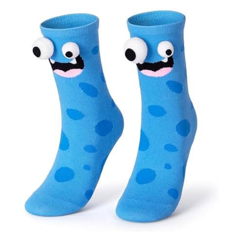 Dasongff Calcetines divertidos 3D Ojos para niños y adultos Medias Crazy Fantasía Sin Costura Transpirable Antideslizante para Halloween y Regalos de Cumpleaños, azul, Talla única