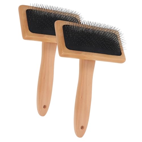 AUTSUPPL 2pcs Wood Handle Wool Felting Brush Set Craft Felting Tools for Needle Felting Spinning Weaving Projects