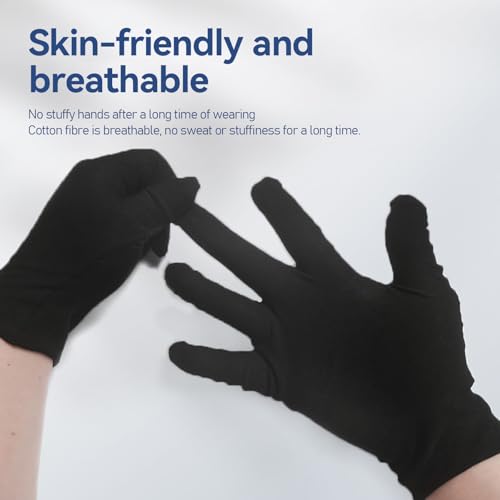 11 Paar 11 x 20 cm Dünne Baumwollhandschuhe Schwarz für Damen Neurodermitis ,Baumwolle Handpflege,Sicherheits Arbeitshandschuhe, Stoff handschuhe für parade, arbeits,Trockene Hände,Antistatische