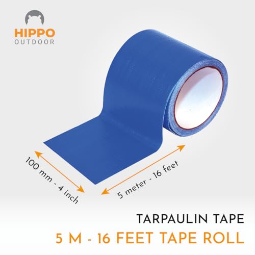 Image of Tarpaulin Repair Tape - Heavy Duty Repairs Duck Tape, Blue Duct Tape, uv Protected and Waterproof, Protect Against Chafe wear and Tear 16 ft Tape roll (1250)