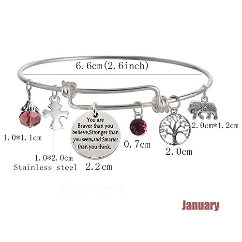 Image of inchYou Are Braver Than You Believe Stronger Than You Seem and Smarter Than You Think Inspirational Bracelet Expandable Bangle for Women