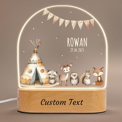 Lámpara de noche personalizada para bebés con animales de safari