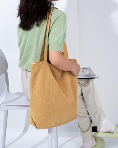Image of Iioscre Corduroy Tote Bag for Women,Hobo HandBags with Zipper,Large Capacity Casual Shoulder Handbags with Inner Pockets
