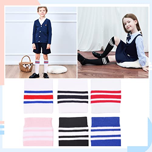 Kids Soccer Socks Toddler Striped Knee High Socks 2 Pairs School Uniform Socks Cotton Sports Socks For Boys Girls (Black Pink, 3-5 Years) #TOP1