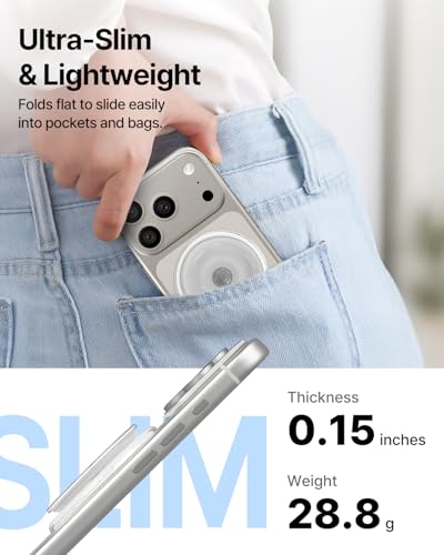 Image of Sinjimoru for MagSafe Phone Grip, Clear Soft Silicone Magnetic Finger Grip for iPhone 17 /16 /15 /14 /13, Comfortable One-Touch Holding, M-Tap Tok Clear Glitter