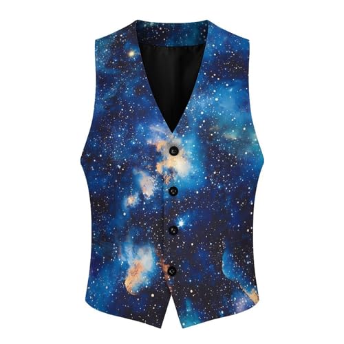 Spaces Universes Galaxy Stars Formal Suit Vest for Men with Pockets for Business Casual Dress Tuxedo Slim Fit3