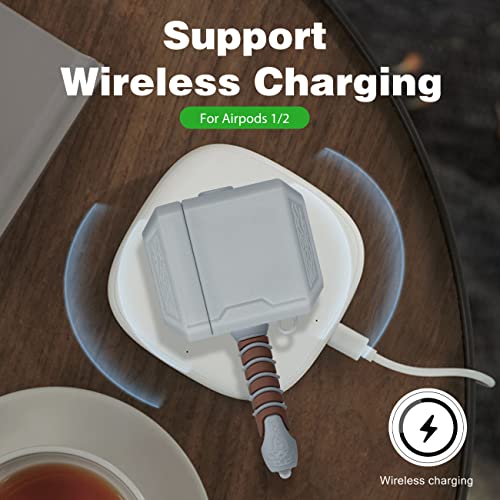 Joysolar For Airpod 1&2 Case Cute Cartoon 3D Soft Silicone Air Pods Funny Cover Kawaii Fun Cool Keychain Unique Design Shell Fashion Stylish Girls Kids Teens Women Cases For Airpods 1/2(Grayhammer) #TOP3