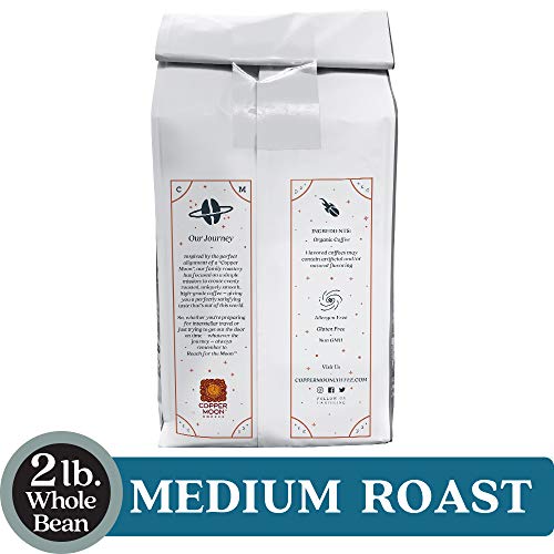 Copper Moon Whole Bean Coffee, Medium Roast, Eco Harvest Organic Blend, 2 Lb #TOP2