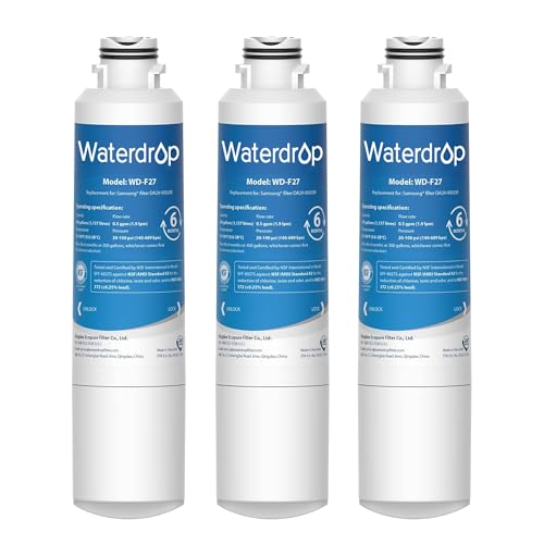 Waterdrop DA29-00020B Replacement for Samsung® Water Filter HAF-CIN/EXP, DA29-00020B, HAF-CIN, DA29-00020B-1, RF28HMEDBSR, RF263BEAESR, RS25J500DSR, RF263TEAESG, HDX FMS-2, DA97-08006A-1, 3 
