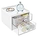 Produktbild mDesign Schubladenbox aus robustem Kunststoff  praktischer Kosmetik Organizer mit zwei Schubladen  stilvolles Schubladensystem mit Chromgriffen  weiß/durchsichtig