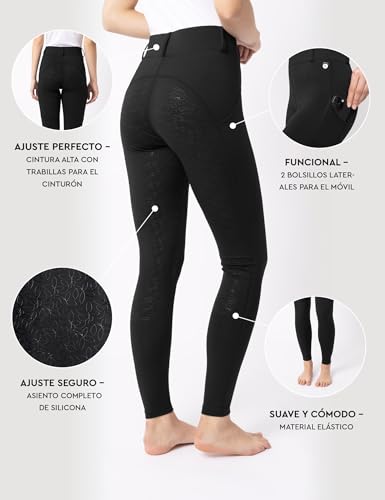 Miniatura 5 de Horze Dea Pantalón De Equitación Para Señora, Pantalón Con Trabillas, Asiento Completo Y Bolsillo Para Móvil