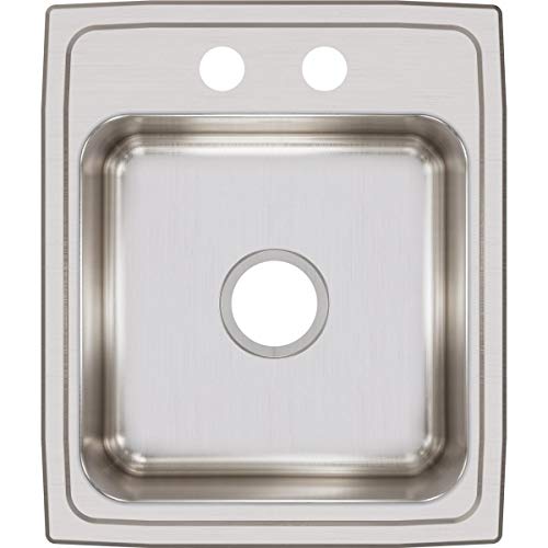 Elkay LR17202 Lustertone Classic Stainless Steel Single Bowl Drop-in Sink, 2 Faucet Holes