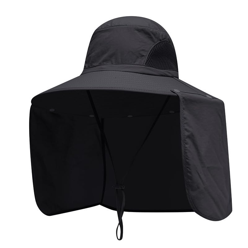 Image of Sun Blocker Hats Outdoor Sun Protection Fishing Cap with Neck Flap Large Brim Outdoor Hat